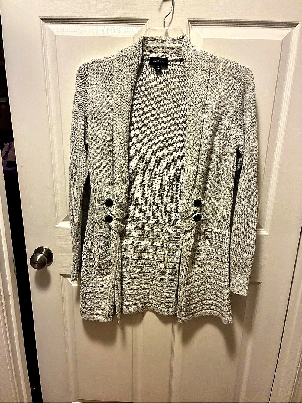 AB Studio Knit Cardigan Heather Gray Size Medium Like New